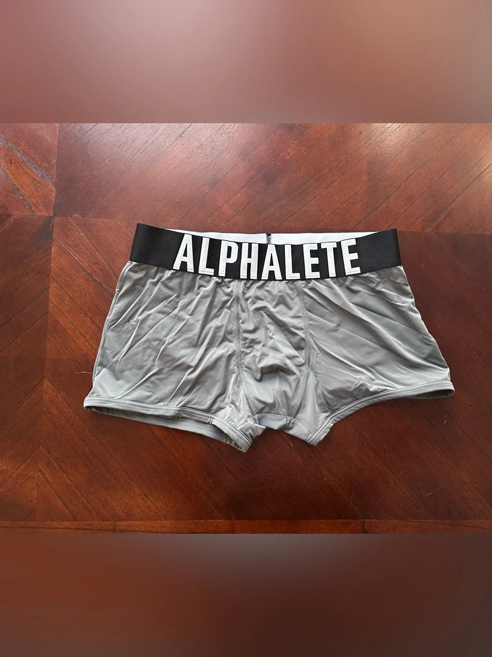Alphalete Men's Light Gray Performance Boxer Briefs with Black Waistband